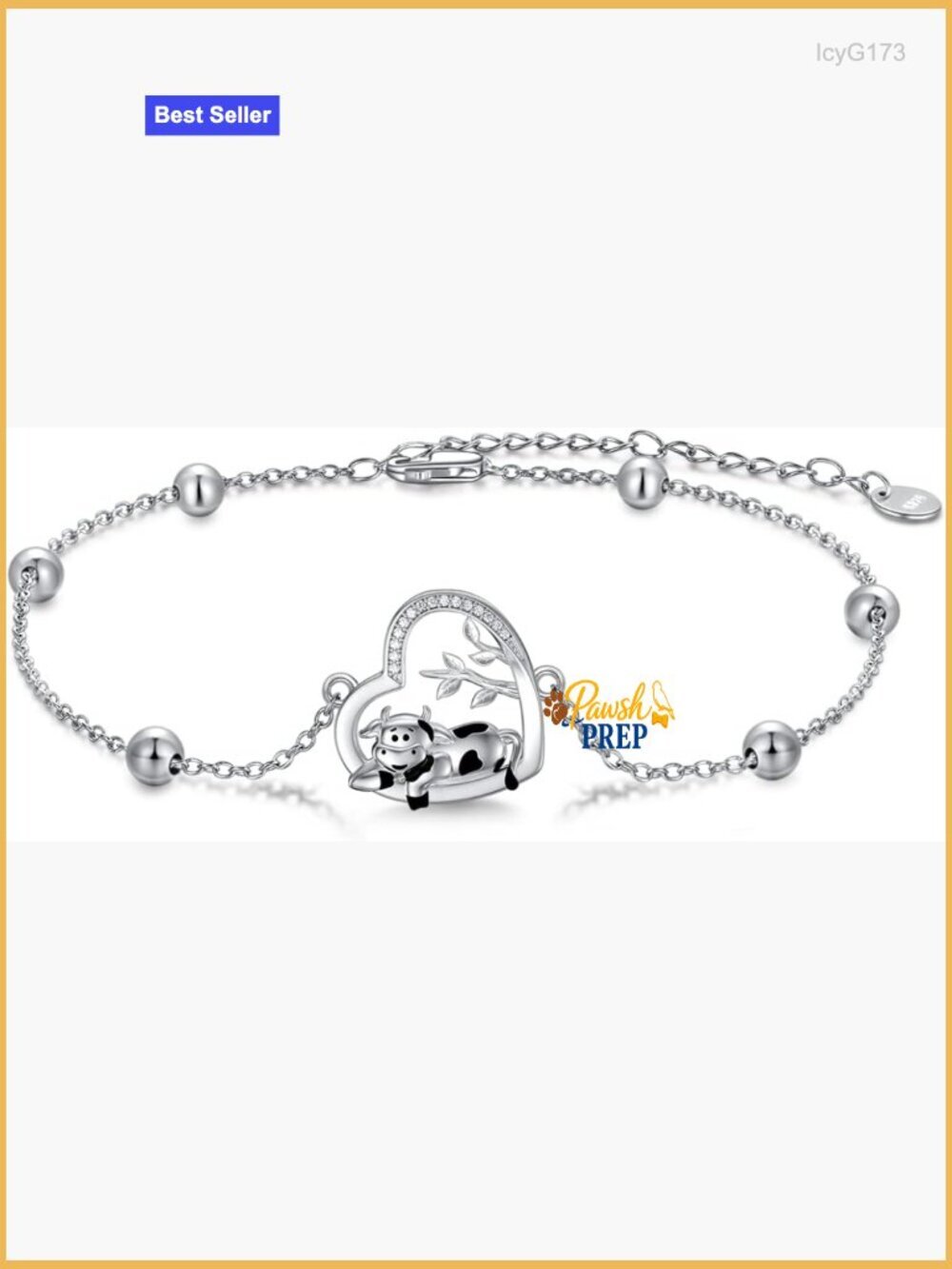 925 Sterling Silver Adjustable Bracelet with Heart Charm, 7 Inch Length